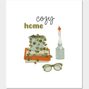 Cozy home objects, interior decorations. Posters and Art